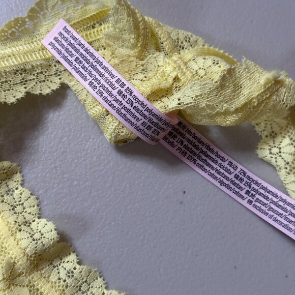 New Victoria's Secret Underwear Large Womens Yellow Lacey Flower String Thong - Picture 4 of 5